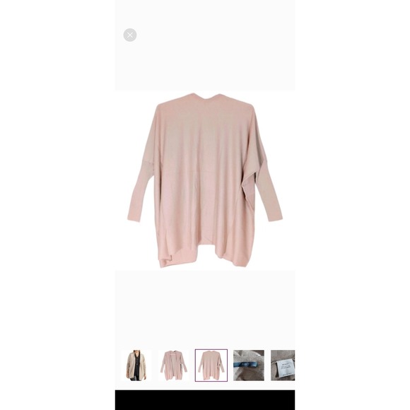 Tart  Darma Cashmere Blend  Ribbed Trim Cardigan Sweater Quiet Luxury Neutral - Picture 5 of 5